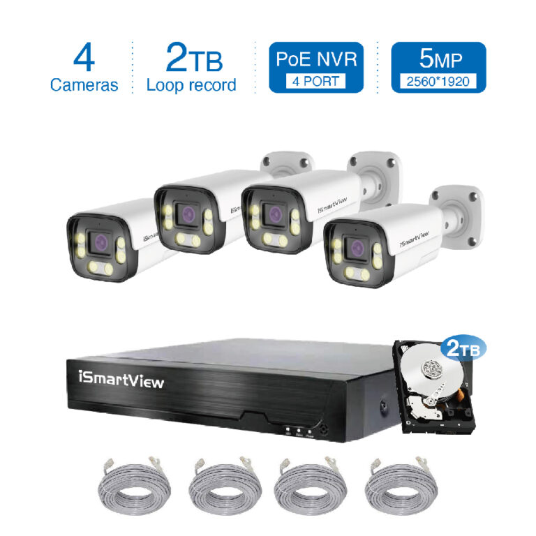 2K高清PoE 4路4鏡頭 2TB NVR CCTV監控套裝 - iSmartView